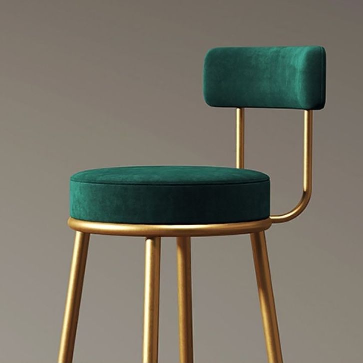 Glam Armless Backrest Counter Stool Iron Cafe Bar Stool with Pedal and Cushion