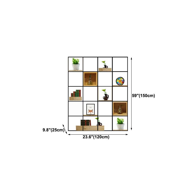 Modern Solid Wood Bookshelf Metal Etagere Bookshelf Open Back 9.8" W