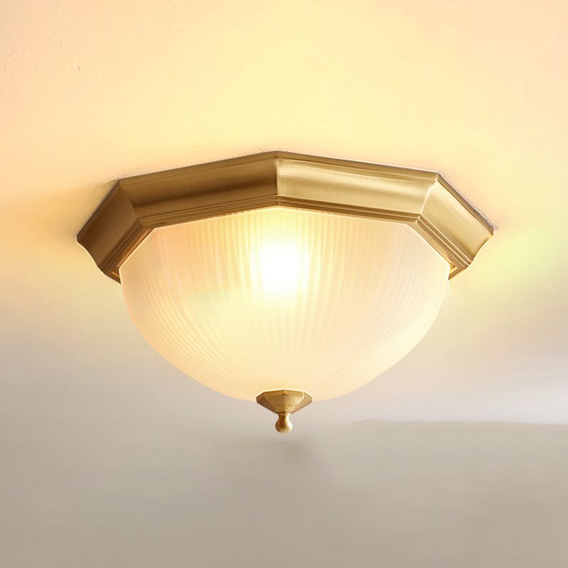 Glass Flush Mount Ceiling Light Brass Ceiling Lighting in Gold for Living Room Dining Room