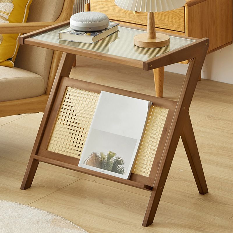 14" Wide Contemporary Corner Table Clear Rectangular Side Table