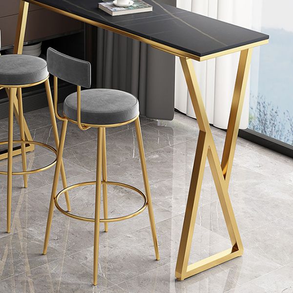 Glam Style Stone Bar Table Double pedestal Bar Dining Table for Indoor