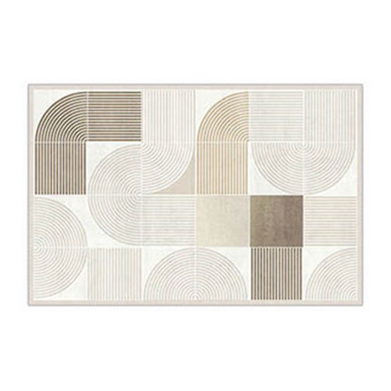 Light Brown Simple Rug Polyester Line Rug Non-Slip Backing Area Rug for Home Decor