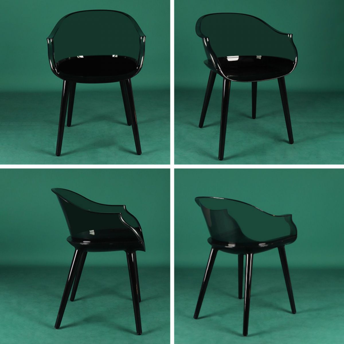 Scandinavian Style Plastic Chair Kitchen Solid Back Single Dining Arm Chair