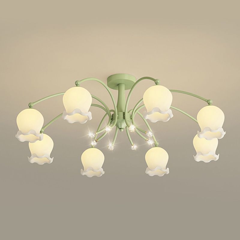 Modern Metal Flush Mount Flower Shape Ceiling Lamp with Acrylic Shade for Living Room