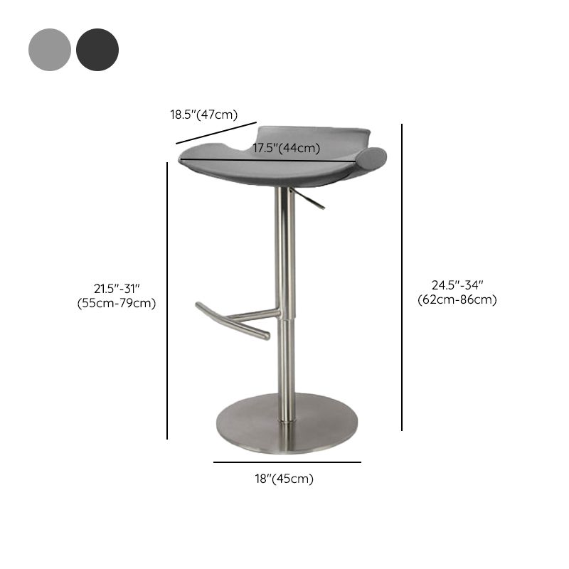 Contemporary Backless Dining Stool Adjustable Height Bar Stool with Footrest