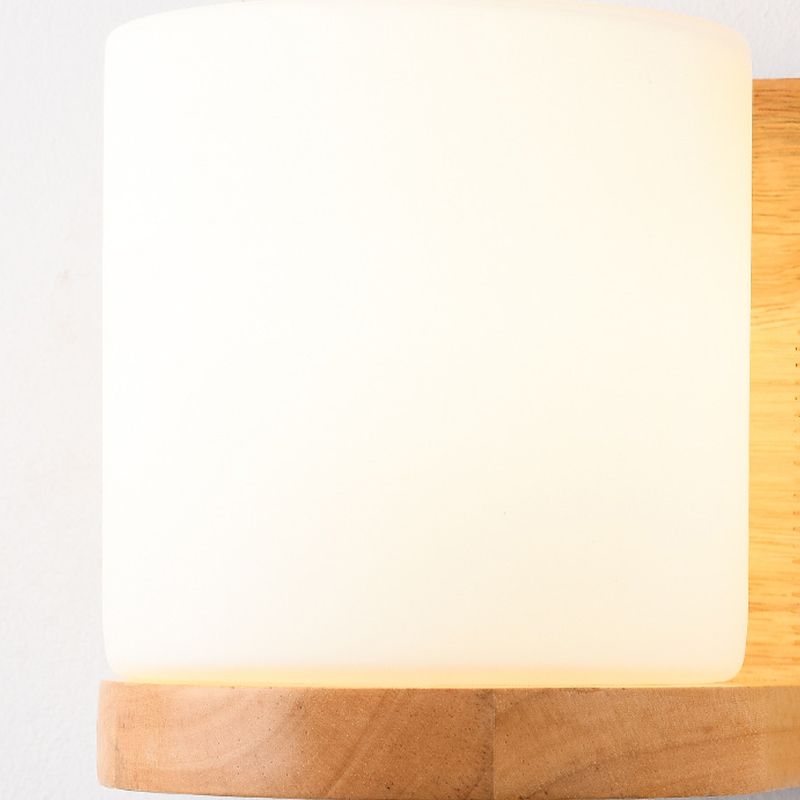 Modern Style Wall Light Wood 1 Light Sconces in White for Bedroom without Plant
