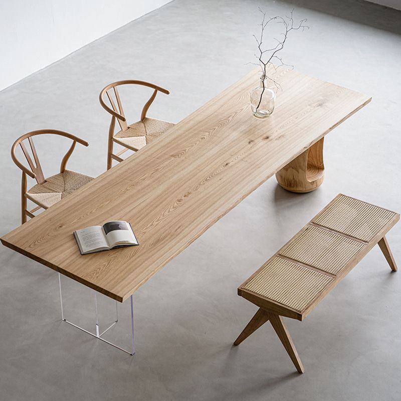 Industrial Wood Dining Table with Double Pedestal Base Table for Dining Room