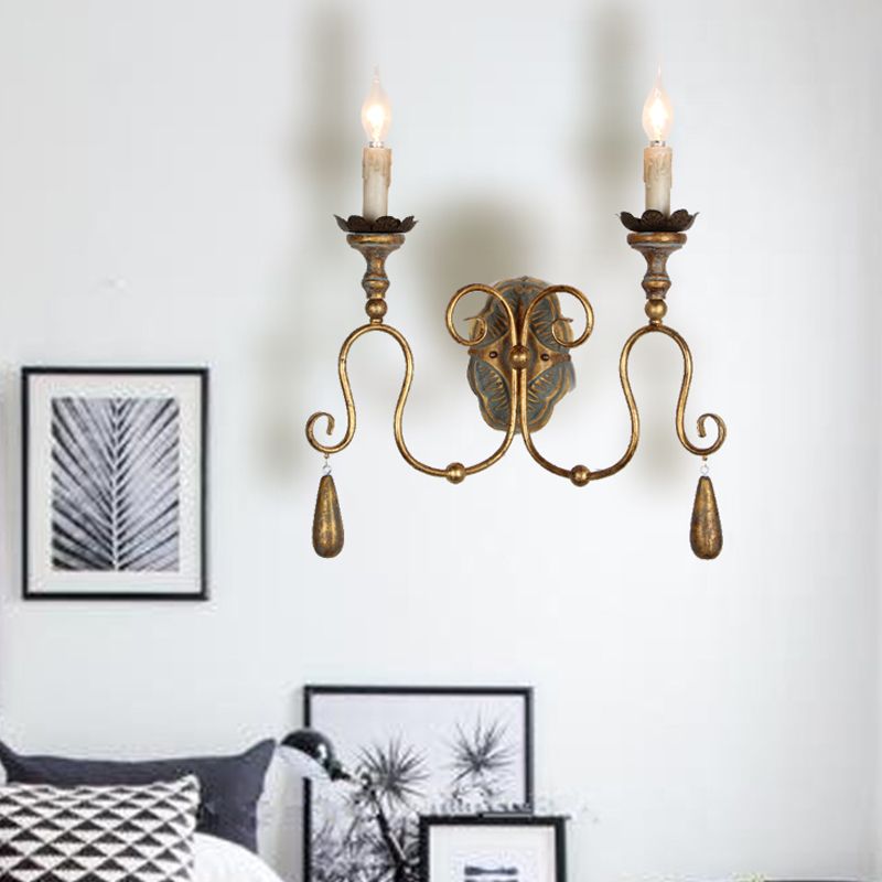 Candle chambre Vanité Sronce Light Countryside Metal 2 lumières