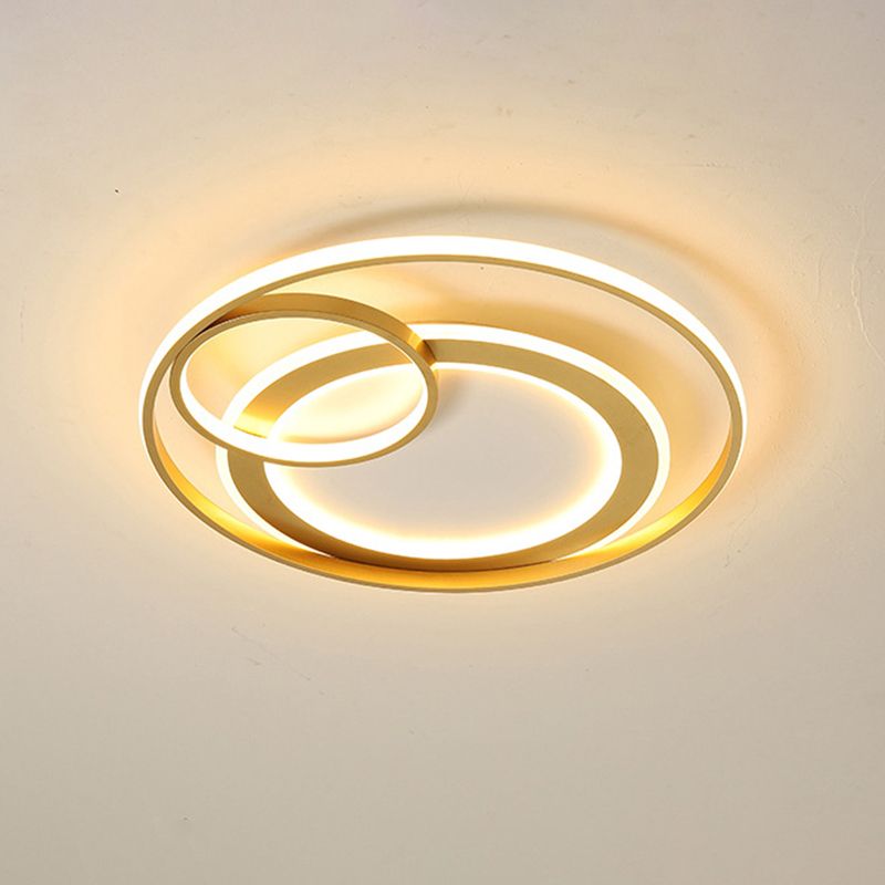 18"/21.5" Wide Ring Ceiling Light Fixture Contemporary Acrylic Black/Gold LED Flush Mount Lamp in Warm/White Light/Remote Control Stepless Dimming