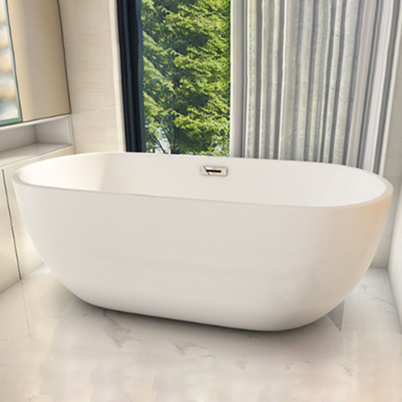 Matte Finish Acrylic Freestanding Tub Contemporary Oval Bathtub