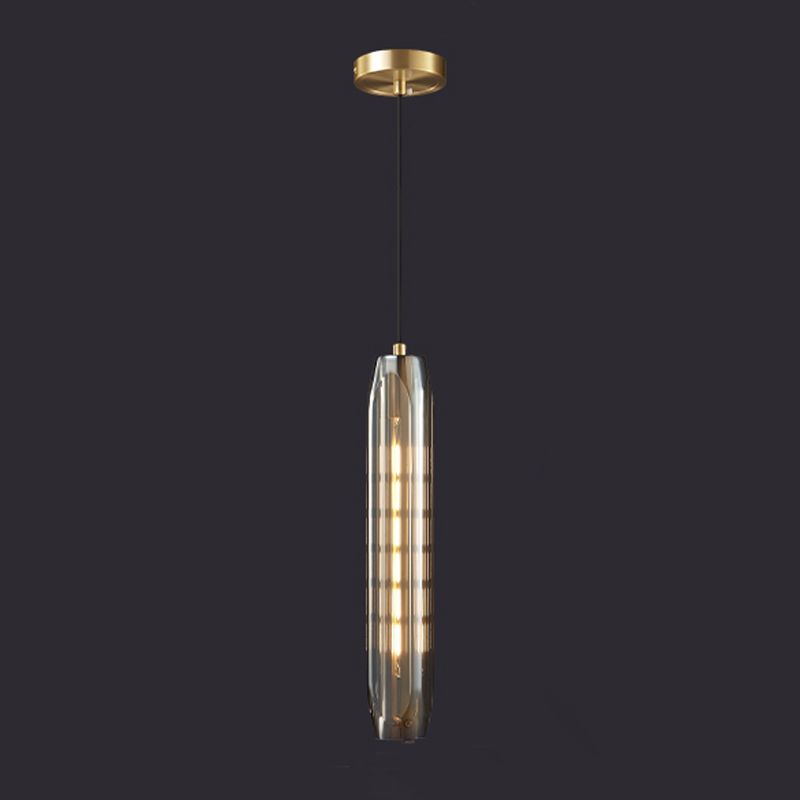 Crystal cilindrisch hanger licht in moderne luxe stijl koperen hangende lamp voor slaapkamer