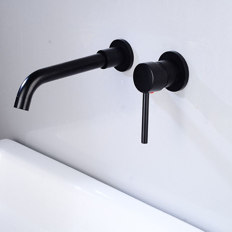 Lever Handles Wall Mounted Bathroom Faucet High-Arc Lavatory Faucet