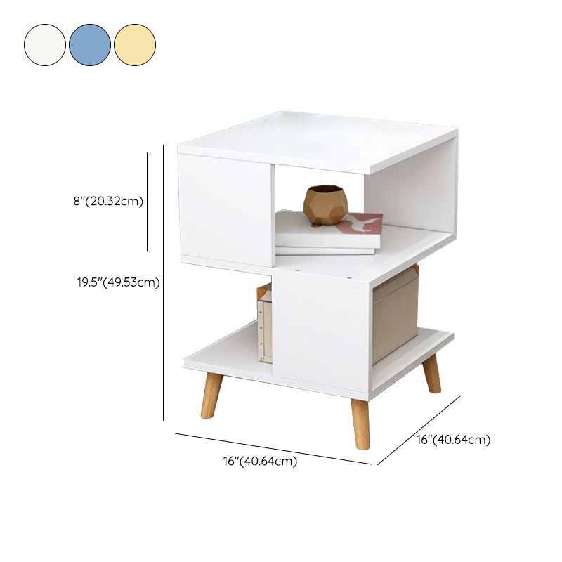 Scandinavian Style Wooden Side Table Double Tier End Table Concrete Sofa Side Accent Table