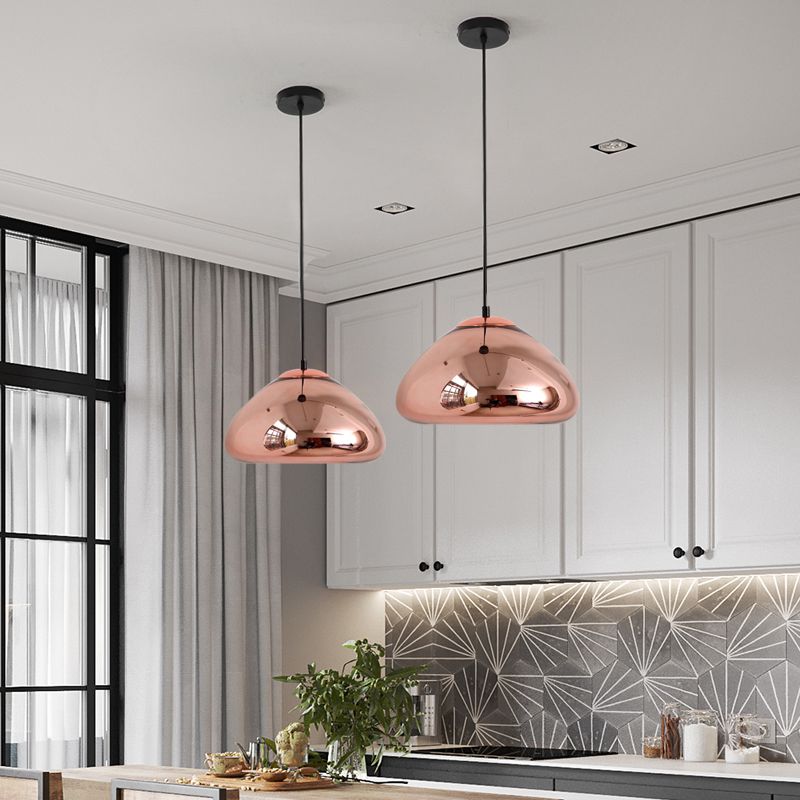 Mirrored Hanging Ceiling Light Contemporary Style Metal Pendant Lighting Fixture
