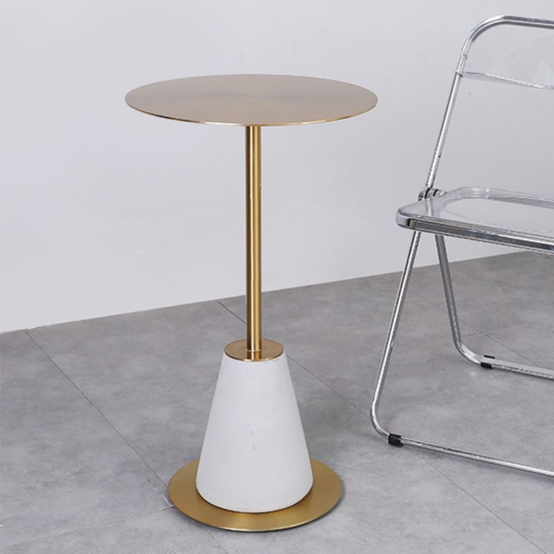 Pedestal 1 Single Coffee Table Mid-Century Modern Cocktail Table with Metal Top