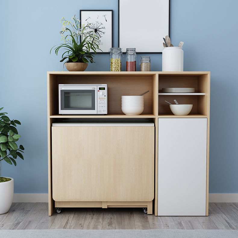 Rechthoek Midden-eeuwse moderne eettafel drop-bladtafel met vaste houten basis voor thuis
