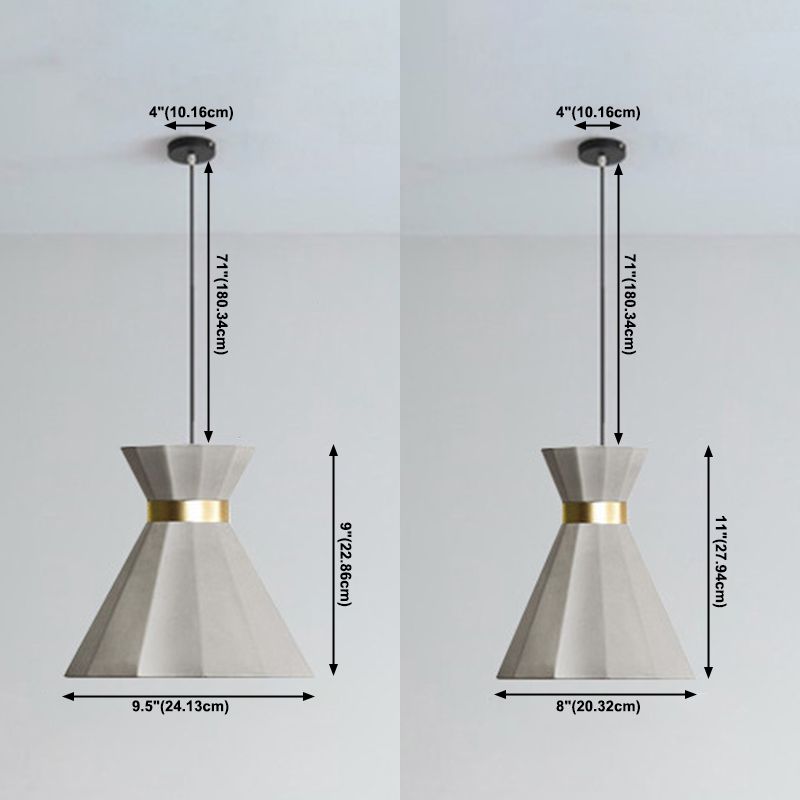 Flared Down Lighting Anhänger moderner Stil Zement 1 hängende Leuchten in Grau