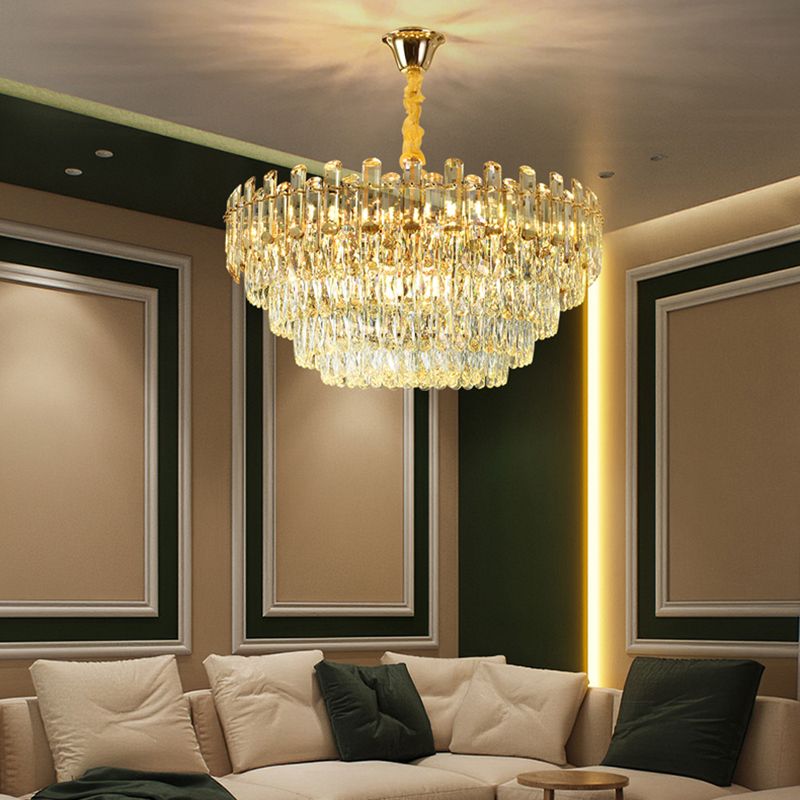 Round Pendant Lighting Fixture Modern Crystal Chandeliers for Dining Room