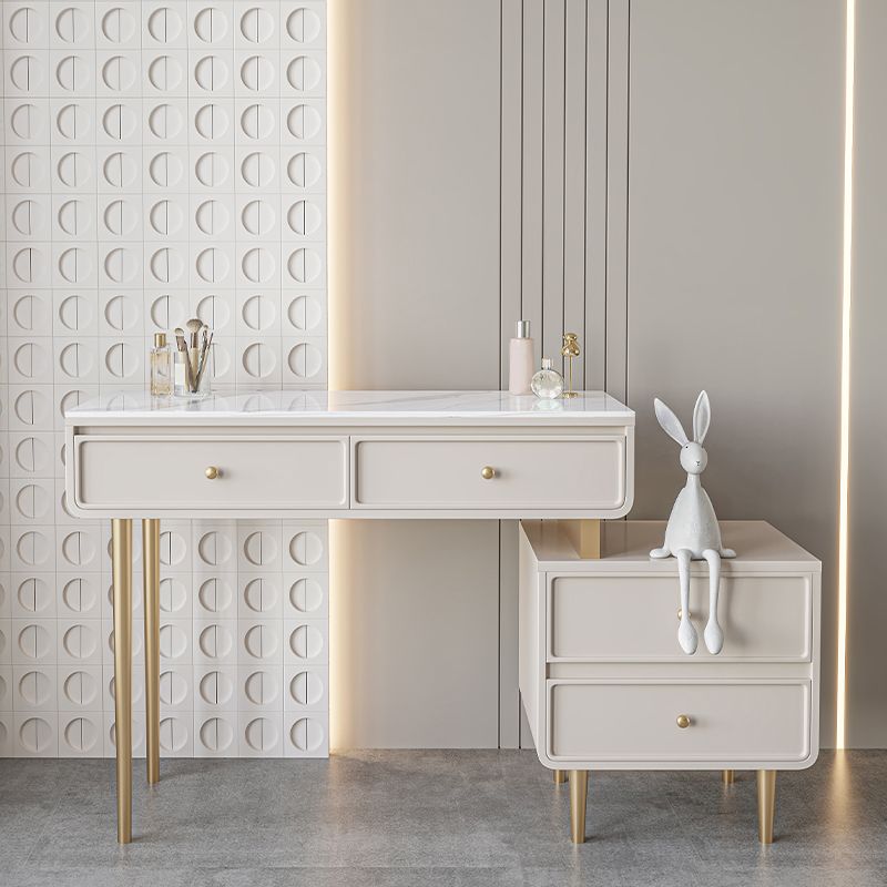 Luxurious Vanity with 2/4 Storage Drawers Stone Table Desk Vanity