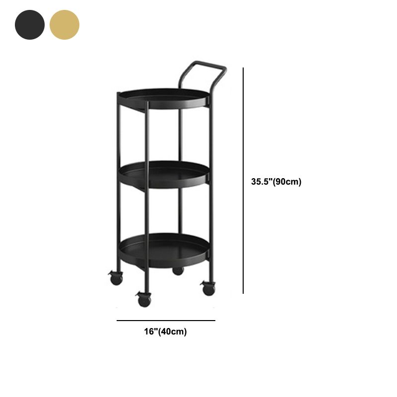 Mid-Century Metal Round Tray Top Side Table 4 Legs End Table with Shelf