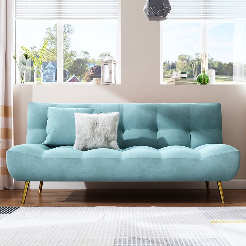 Scandinavian Tufted Back Couch Armless Sofa Bed with Brass Legs