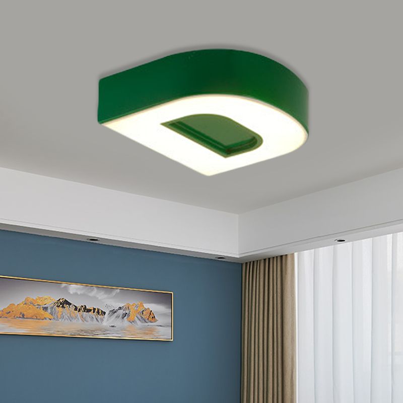 Plafonnier LED en forme d'alphabet pour enfants, montage encastré en acrylique, pour maternelle, vert/rouge/bleu