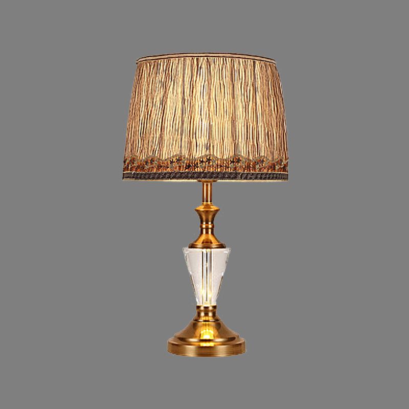 Fass Stoff Schreibtisch hell moderne 1 Kopfbraune Nachttischlampe mit metallischer Basis