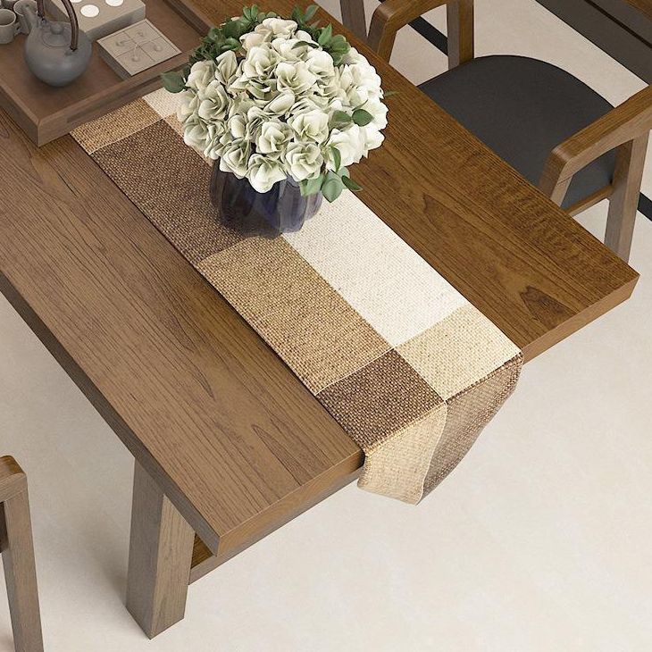 Industrial Dinette Table Rectangle Solid Wood Dinner Table in Brown