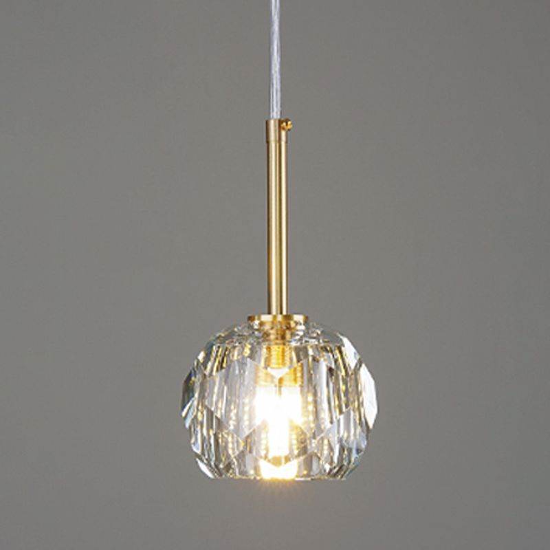 1 Lichthängeleuchte moderne Globus-Federlampe mit klarem Kristallschatten