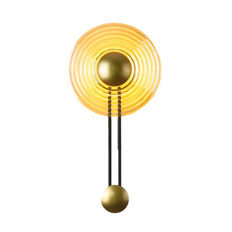 Glass Round Wall Light Modern 1-Light Wall Lights in Gold for Bedroom