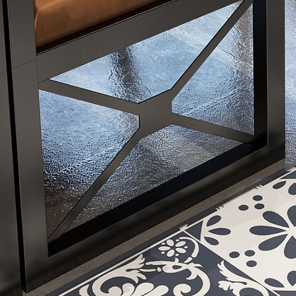 Mesa de mesa de estilo industrial con marco negro para comedor