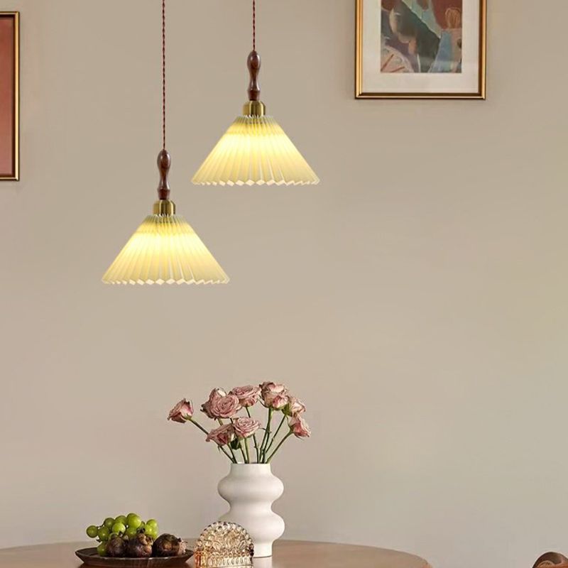 Nordic Style Wall Light Cone Shape Wall Lamp with Fabric Shade for Bedroom
