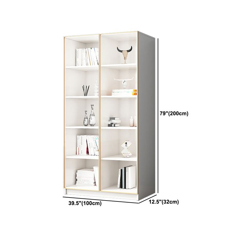 Modern Engineered Wood Bookshelf Standard Closed Back Vertical Bookcase with Doors