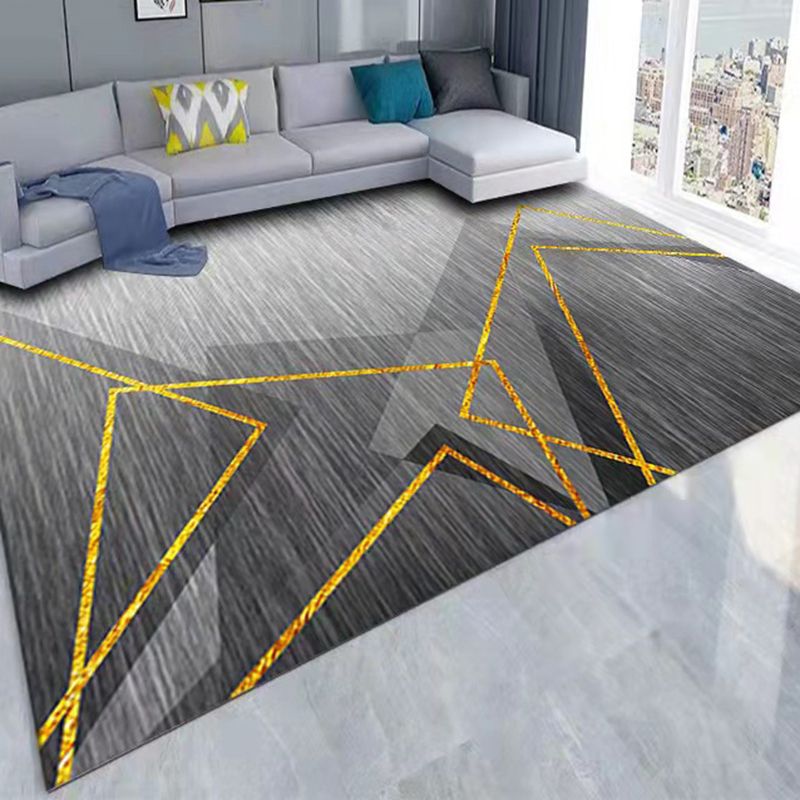 Gray Simple Rug Polyester Graphic Indoor Rug Washable Rug for Drawing Room