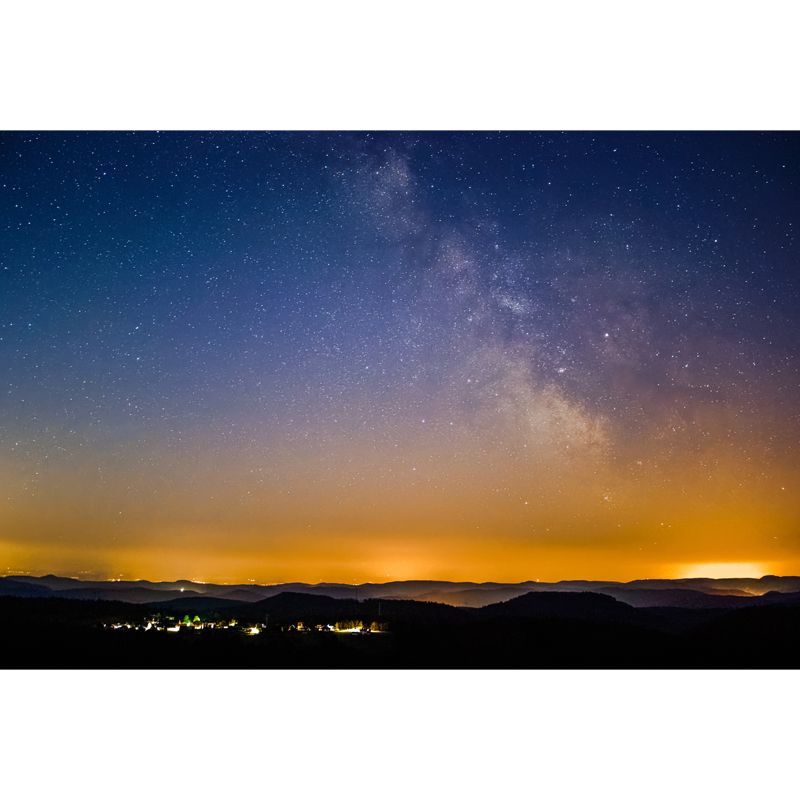 Blue-Yellow Nightfall Stars Mural Moisture Resistant Wall Covering for Living Room