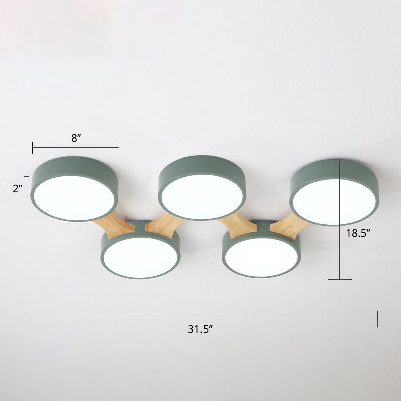 Macaron Creative Round Flush Lamp Acrylic Living Room LED Ceiling Mount Light Fixture