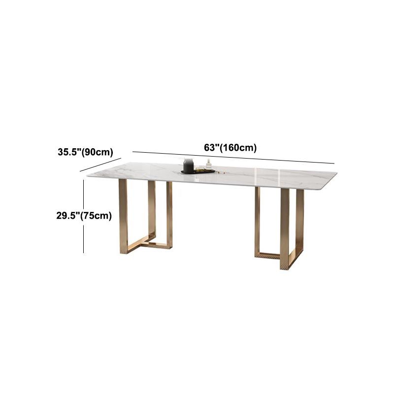 Rectangular Sintered Stone Dining Table Modern Furniture with Double Pedestal for Home