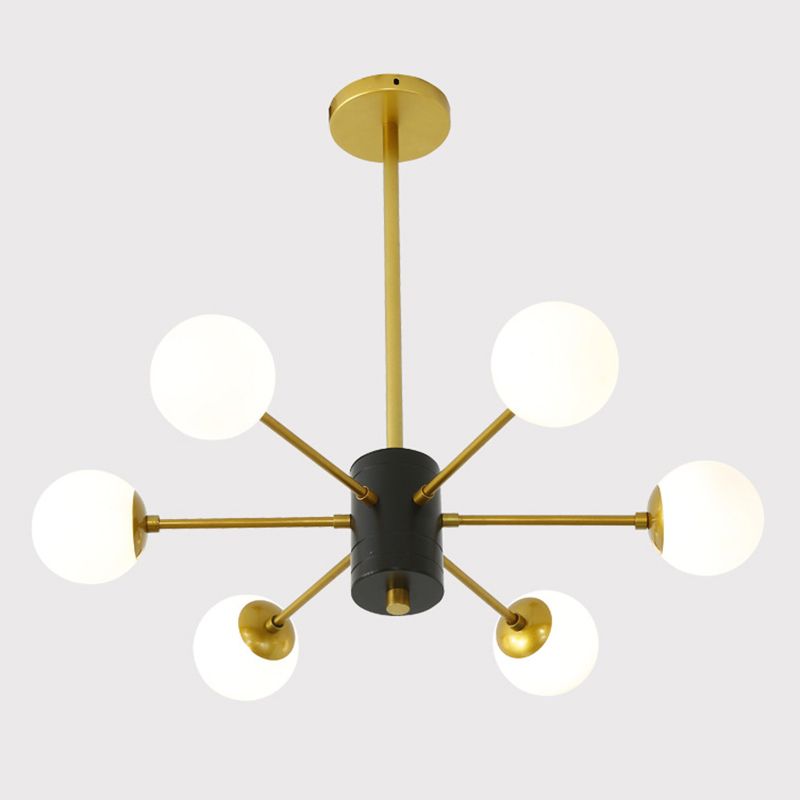 Golden Bedroom Molecular Shape Chandelier Milk White Glass Orb Nordic Simplicity Suspension Lighting Fixture