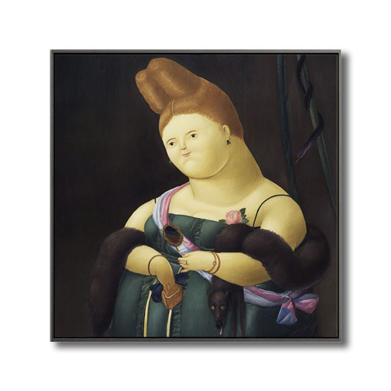 Funny Figure Wall Art House Interior Fernando Botero Drawing Canvas Print in Soft Color