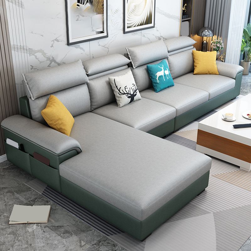 Modern Style Sofa Bed Solid Wood Frame Imitation Leather Built-in Armrest Sofa
