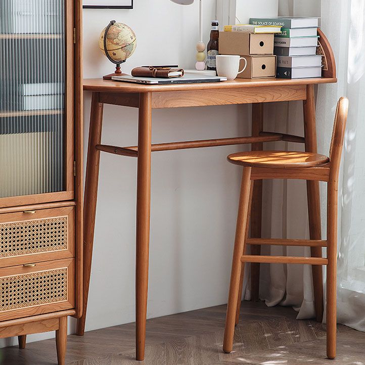 Modern Solid Wood Bar Table Set 1/2/3 Pcs Oval Bar Table and Stools in Brown