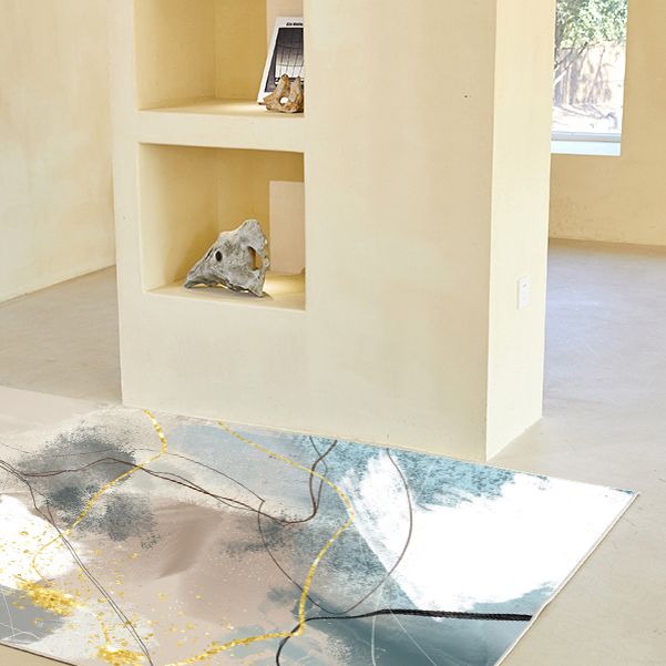 Simplicity Color Blooming Rug Multicolor Polyester Area Carpet Anti-Slip Backing Rug for Living Room