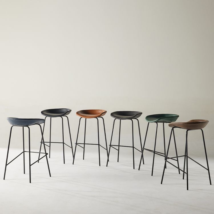 Modern Backrest Armless Counter Stool Iron Bar Stool with Pedal for Cafe