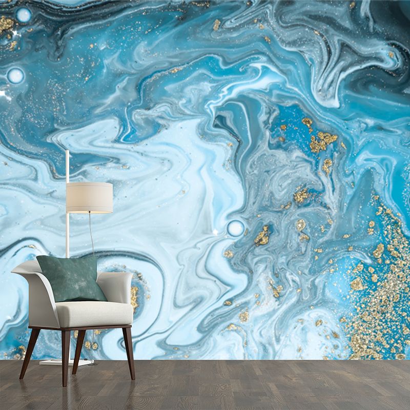 Whole Ocean Waves Mural Decal Tropix Beautiful Scenery Wall Art in Blue for Hallway