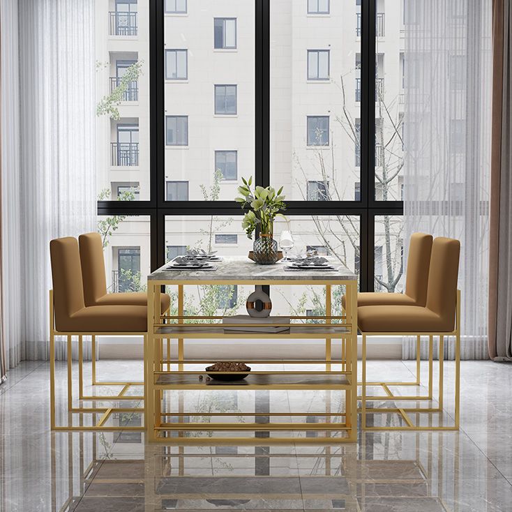 Metal and Slate Table Contemporary Family Rectangular Dining Table