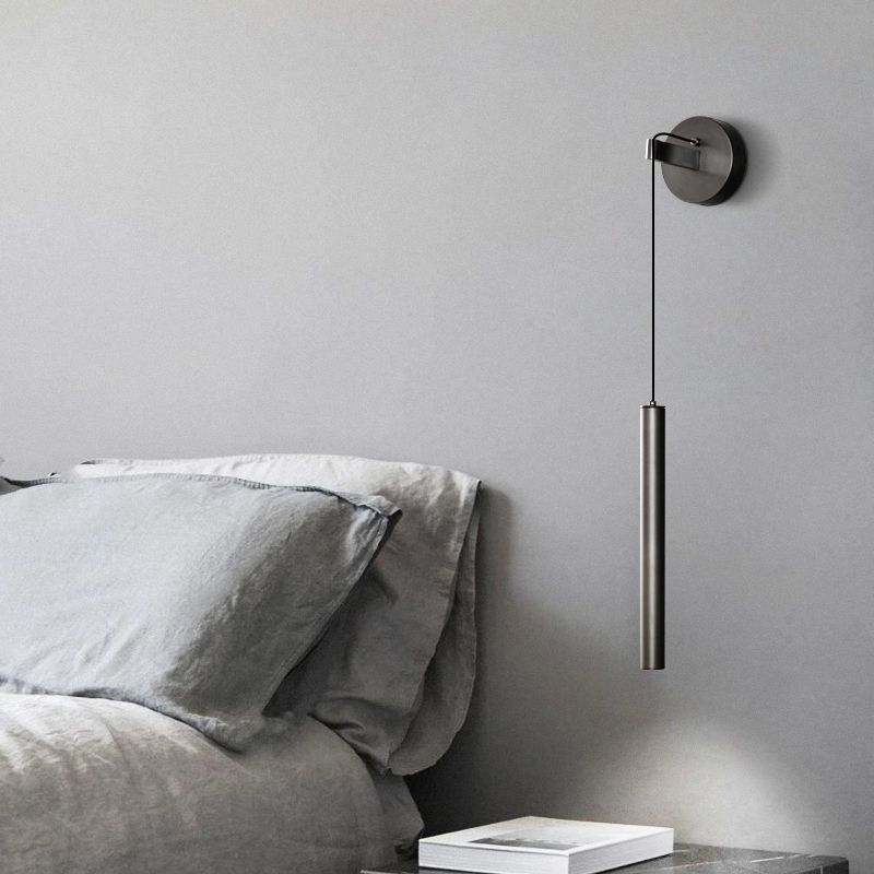 Modern Metal Wall Sconce Cylinder Shape Wall Light for Bedroom