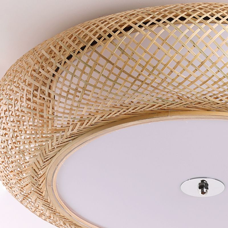Moderne LED-inbouwlamp Eenvoudige plafondlamp met bamboe kap voor woonkamer