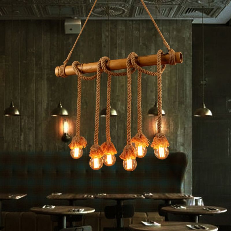 Industrial Style Island Lights Metal 3/6/8 Lights Pendant Light in Brown