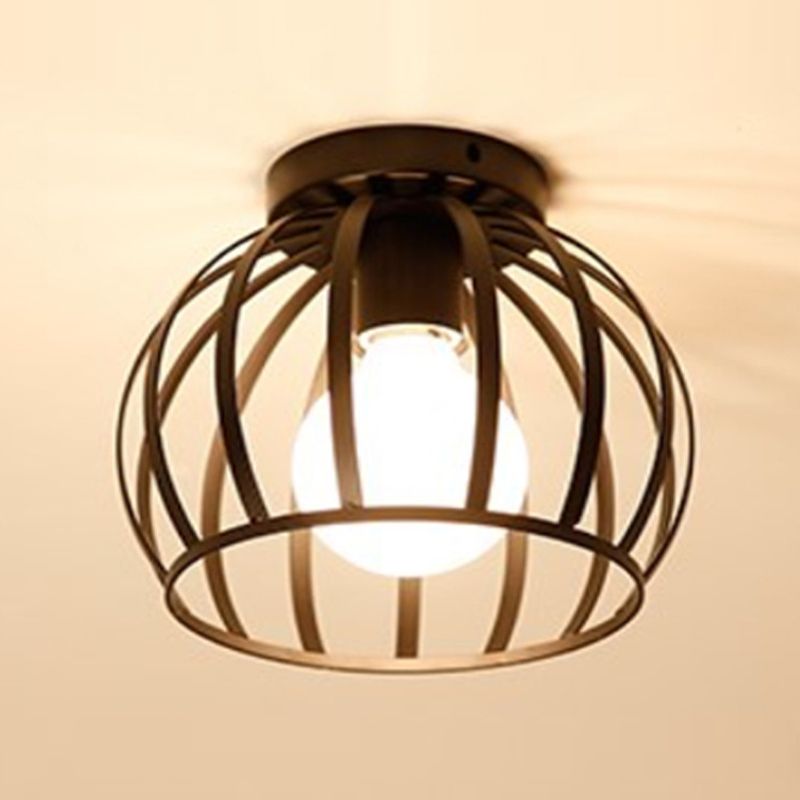 Modern Flush Mount Metal 1-Light Flush Light in Black for Hallway