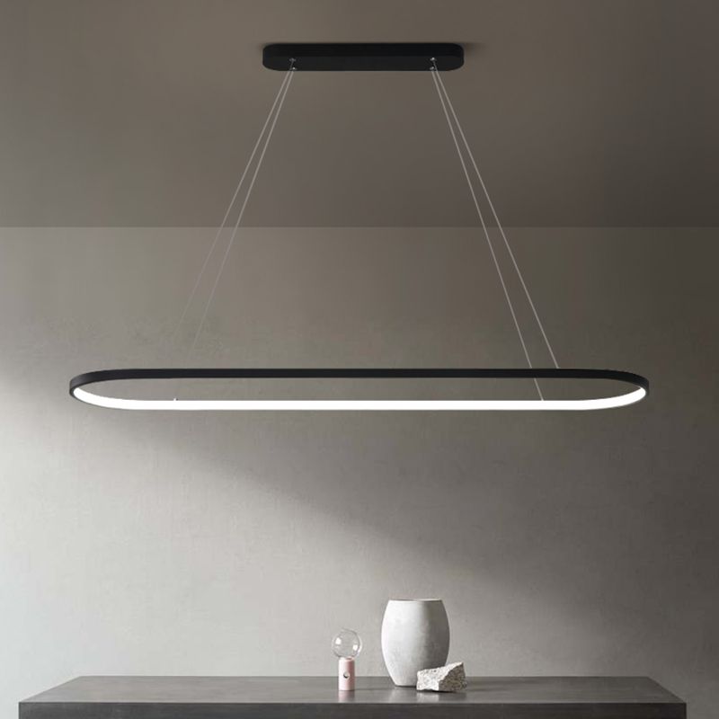 Contemporary Linear Shape Pendant Lighting Fixture Metal 1 Light Island Pendant Light